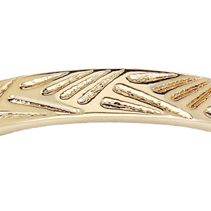 Alliance en plaqu� or ruban motif plume - Vue 2