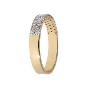 Bague en plaqu� or grande taille 3 rang�es oxydes blancs serti - Vue 2