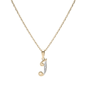 Collier en plaqu� or cha�ne avec pendentif initiale I oxydes blancs sertis 42+3cm - Vue 2