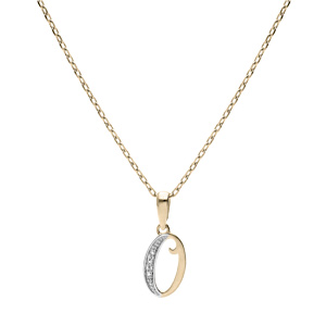 Collier en plaqu� or cha�ne avec pendentif initiale O oxydes blancs sertis 42+3cm - Vue 2