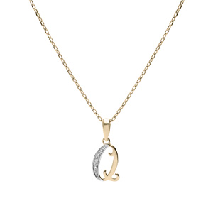 Collier en plaqu� or cha�ne avec pendentif initiale Q oxydes blancs sertis 42+3cm - Vue 2