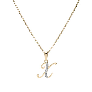 Collier en plaqu� or cha�ne avec pendentif initiale X oxydes blancs sertis 42+3cm - Vue 2