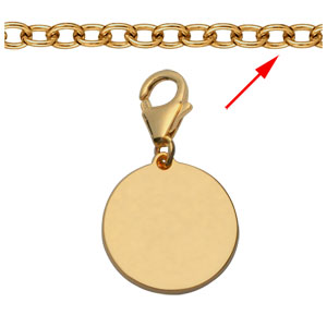 Pendentif en plaqu� or m�daille � graver sur mousqueton - plaque fine - Vue 2