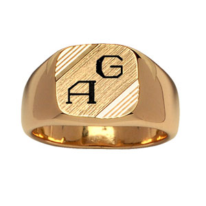 Chevali�re en plaqu� or plateau carr� bross� en biais et stri� sur 2 angles - Vue 2