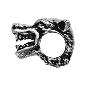 Charms Thabora grand mod�le pour homme en acier t�te de loup patin�e - Vue 2