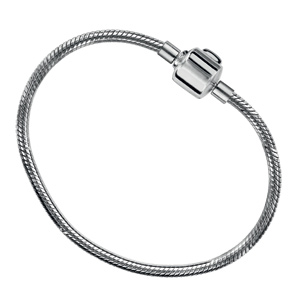 Bracelet en argent rhodi� cha�ne tube serpent pour charms - longueur 18cm fermoir haut de gamme - Vue 2