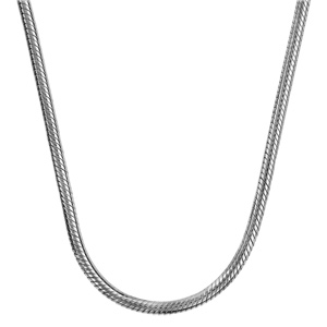 Collier en argent rhodi� pour Charms cha�ne tube ronde et fermoir mousqueton - longueur 43cm - Vue 2
