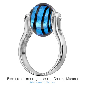 Bague en argent rhodi� charms interchangeable - Vue 2