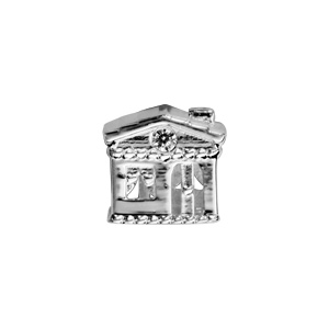 Charms Thabora en argent rhodi� maison orn�e d\'oxydes blancs - Vue 2