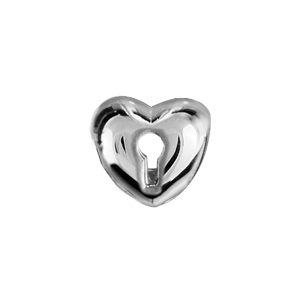 Charms Thabora en argent rhodi� coeur bomb� ajour� d\'1 serrure - Vue 2