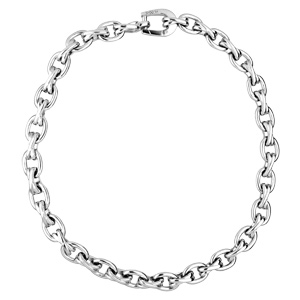 Collier Elix�s en argent massif rhodi� cha�ne mailles crois�es - longueur 43cm - Vue 2