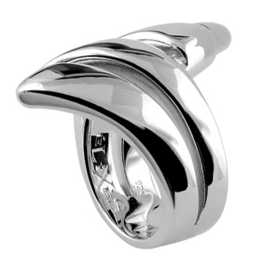 Bague Elix�s en argent massif rhodi� ruban enroul� en forme de croissant - Vue 2