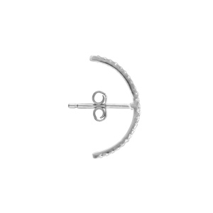 Boucles d\'oreille unitaire tige en argent rhodi� oxydes blancs sertis aspect piercing 2 & 3eme trou - Vue 3