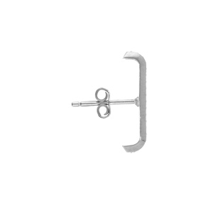 Boucles d\'oreille unitaire tige en argent rhodi� tige  barrette d\'oxydes blancs sertis aspect piercing 2 & 3eme trou - Vue 3