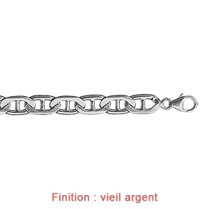 Cha�ne en argent rhodi� maille marine largeur 7mm et longueur 55cm - Vue 3