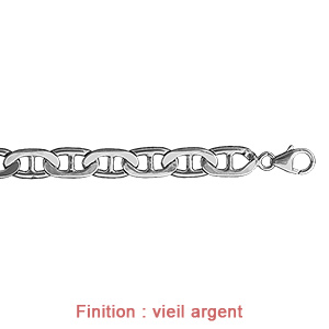 Bracelet en argent rhodi� cha�ne maille marine largeur 7mm et longueur 21cm - Vue 3