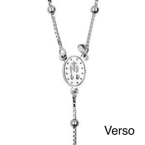 Chapelet en argent rhodi� croix longueur 55cm avec fermoir - Vue 3