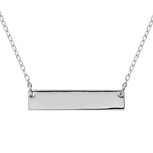 Collier en argent rhodi� cha�ne avec plaque horizontale � graver 39+5cm - Vue 3