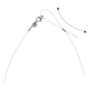 Collier argent rhodi� fil nylon solitaire oxyde blanc 5mm r�glable jusqu\'a 50cm - Vue 3