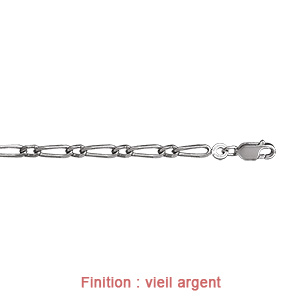 Cha�ne en argent mailles 1+1 largeur 3mm et longueur 45cm - Vue 3