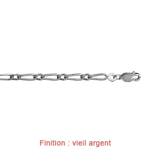 Cha�ne en argent mailles 1+1 largeur 3mm et longueur 50cm - Vue 3