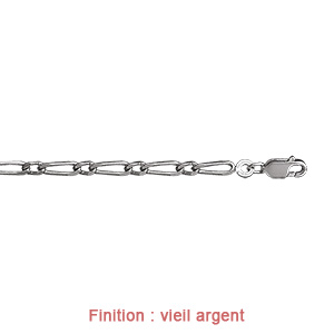 Bracelet en argent cha�ne maille figaro 1+1 largeur 3mm et longueur 18cm - Vue 3