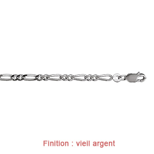 Cha�ne en argent mailles 1+2 largeur 3mm et longueur 45cm - Vue 3