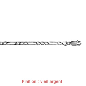 Cha�ne en argent rhodi� mailles 1+3 largeur 3mm et longueur 70cm - Vue 3