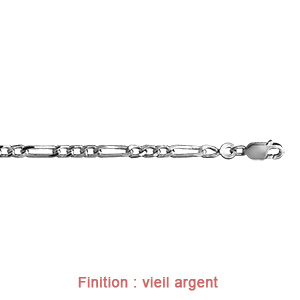 Bracelet en argent cha�ne maille figaro 1+3 largeur 3mm et longueur 18cm - Vue 3