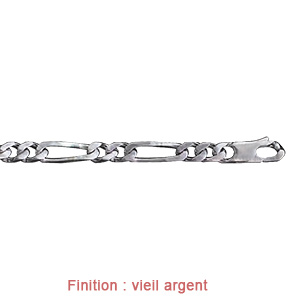 Cha�ne en argent mailles 1+2 largeur 5mm et longueur 55cm - Vue 3