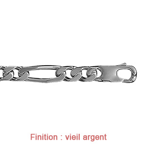 Bracelet en argent cha�ne maille figaro 1+2 largeur 7mm et longueur 21cm - Vue 3