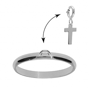 Anneau demi-jonc 2mm en argent rhodi�  pour charm\'s � personaliser - Vue 3