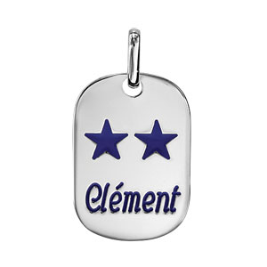 Pendentif en argent plaque G.I. avec pans arrondis moyen mod�le 18mm X 25,7mm - plaque prestige - Vue 3