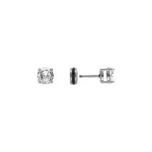 Boucles d\'oreille tige en acier oxyde 6mm blanc fermoir � vis et caoutchouc - Vue 3