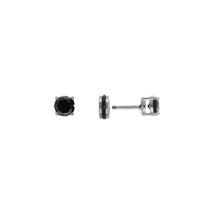 Boucles d\'oreille tige en acier oxyde 5mm noir fermoir � vis et caoutchouc - Vue 3