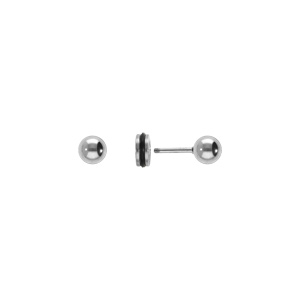 Boucles d\'oreille tige en acier boule 5mm fermoir � vis et caoutchouc - Vue 3