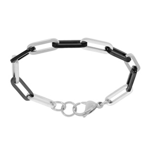 Bracelet en acier et PVD noir - 21cm - Vue 3