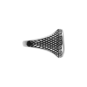 Bague en acier patin plateau oval avec onyx imitation - Vue 3