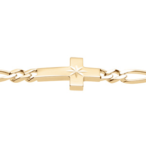 Bracelet en vermeil 1+3, 5mm de large croix plate lisse diamant� etoile - 19cm - Vue 3