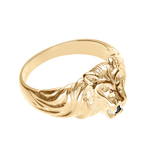 Chevalire lion en vermeil petit modle avec oxyde noir entre les dents - Vue 3