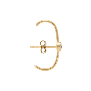 Boucles d\'oreille unitaire tige en plaqu� or avec un oxyde blanc serti clos aspect piercing 2 & 3eme trou - Vue 3