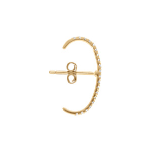 Boucles d\'oreille unitaire tige en plaqu� or unitaire avec oxydes blancs sertis aspect piercing 2 & 3eme trou - Vue 3