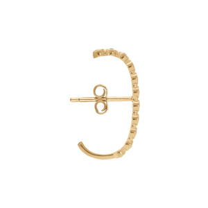 Boucles d\'oreille unitaire tige en plaqu� or  d\'oxydes blancs sertis aspect piercing 2 & 3eme trou - Vue 3