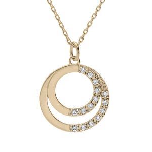 Collier en plaqu� or double cercle pr�noms � graver avec oxydes blancs sertis 42+3cm - Vue 3