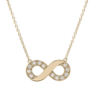 Collier en plaqu� or infini pr�noms � graver avec oxydes blancs sertis 42+3cm - Vue 3
