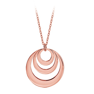 Collier en plaqu� or rose cha�ne avec pendentif 3 anneaux pr�nom � graver - longueur 40cm + 5cm de rallonge - Vue 3