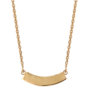 Collier en plaqu� or cha�ne avec pendentif plaque pr�nom � graver en demi lune - longueur 40cm - Vue 3