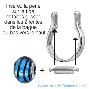 Bague en argent rhodi� charms interchangeable - Vue 3