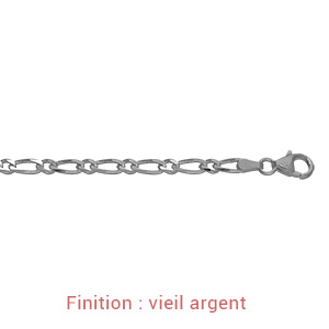 Cha�ne en argent maille Hawa� 1+1 largeur 4mm et longueur 55cm - Vue 3