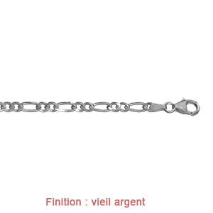 Cha�ne en argent maille Hawa� 1+2 largeur 4mm et longueur 50cm - Vue 3